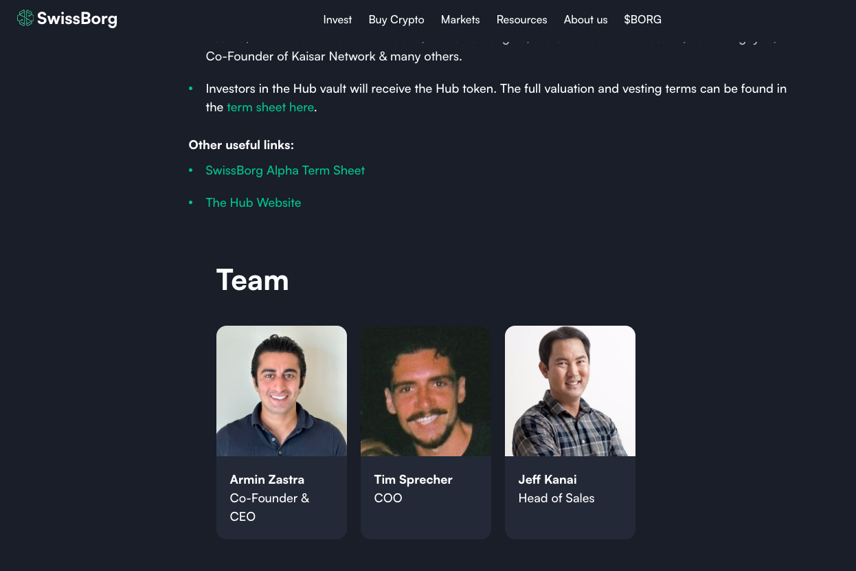 Swissborg website preview