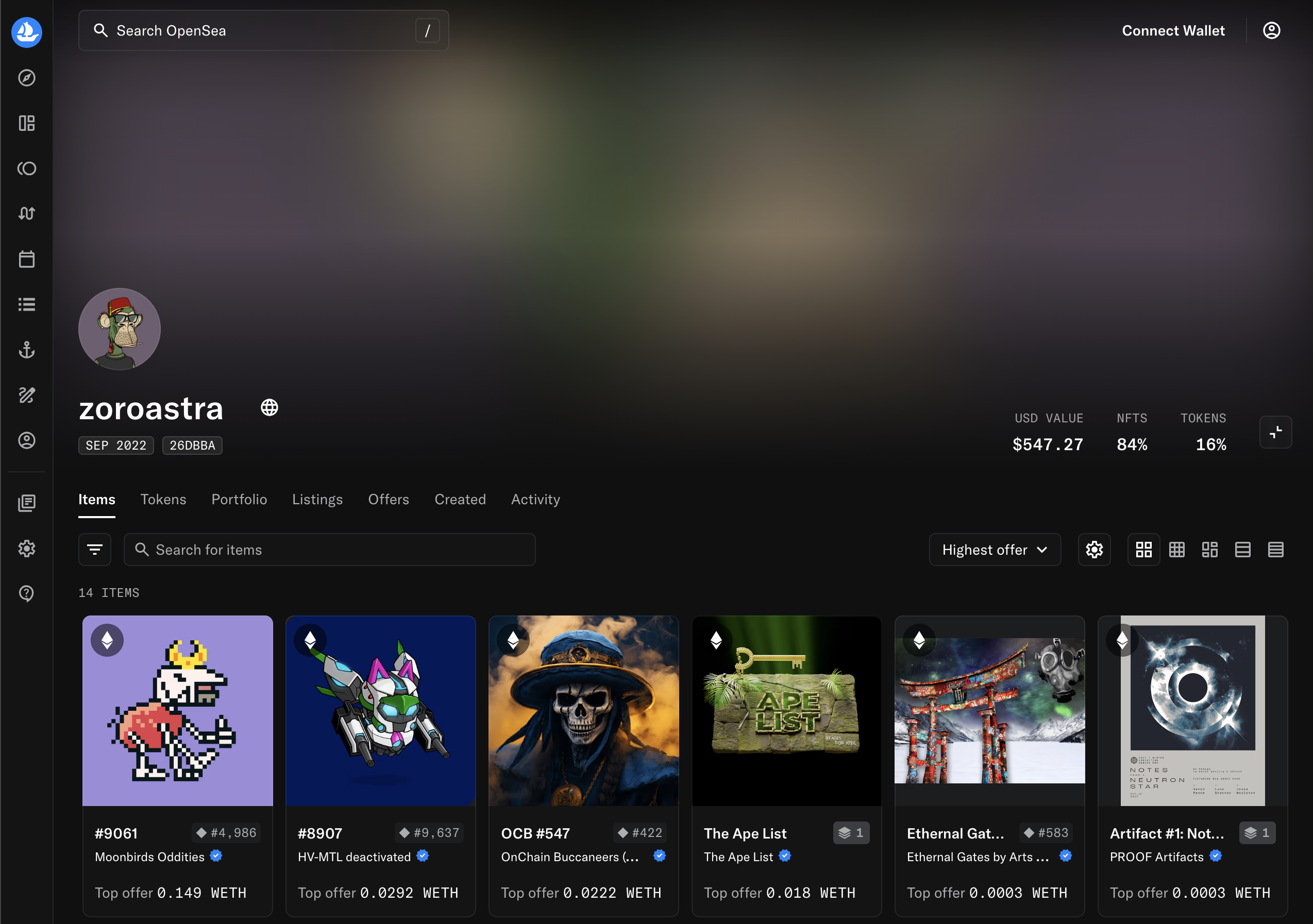 Zoroastra Opensea account